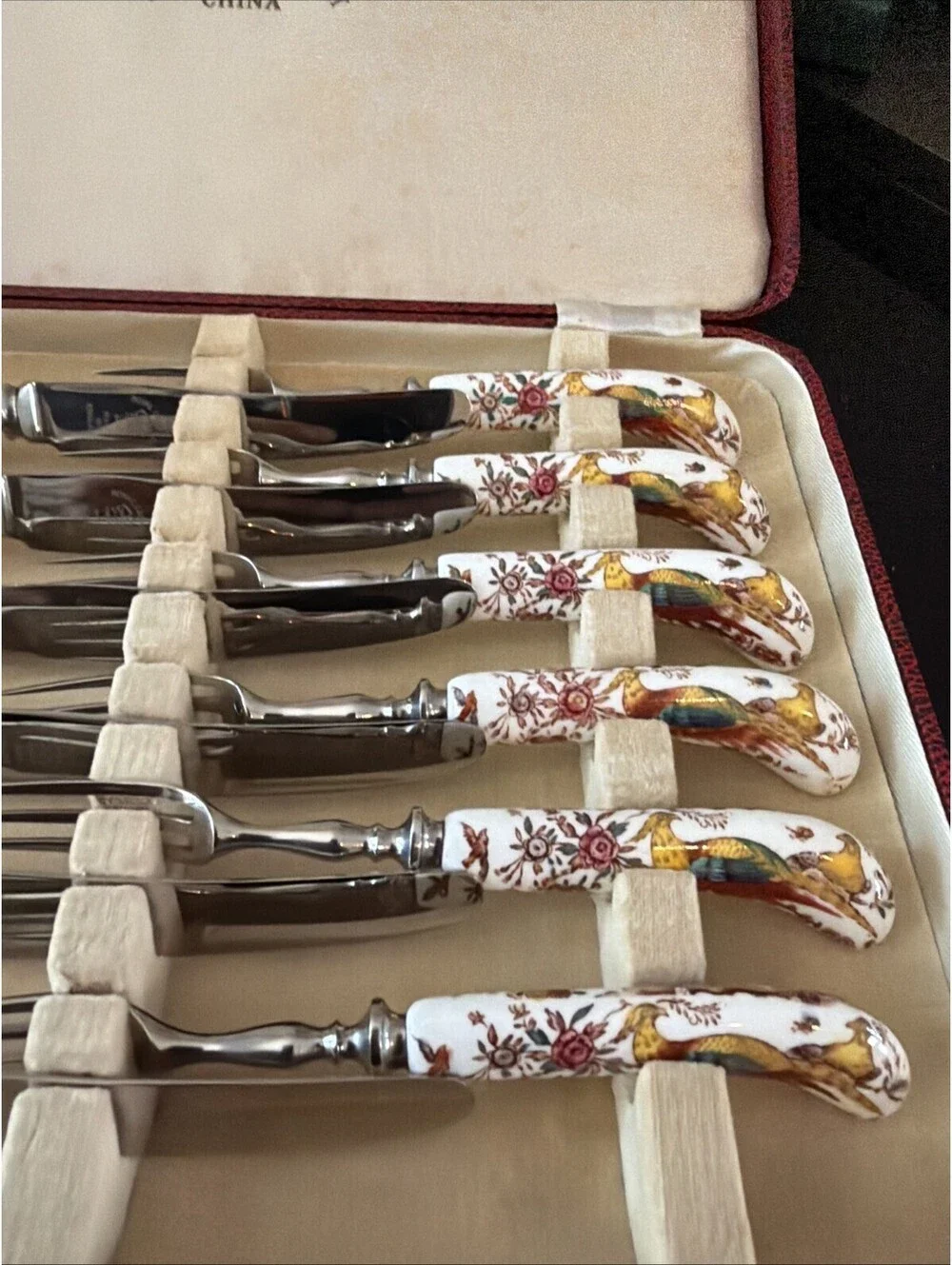 Royal Crown Derby Imari Porcelain Handle Knife Fork Set 12 Pc Service for 6
